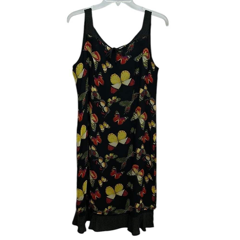 Canvasbacks 100% Silk Butterfly Print‎ Sheath Dress Size 8 Colorful 90’s …